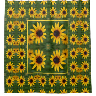 Biene on Black Mit Augen Susan Blume Abstrakt Duschvorhang