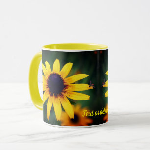 Biene on Black Mit Augen Susan Blume Personalisier Tasse