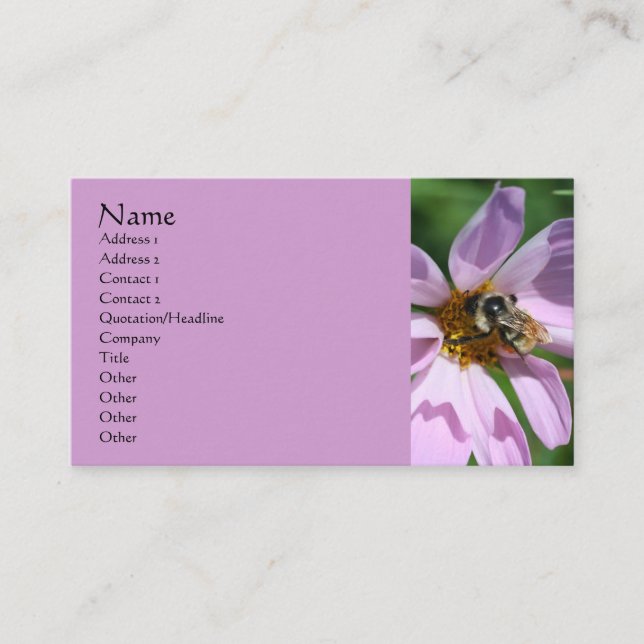 Biene on Cosmos Nature Fotografy Business Card Visitenkarte (Vorderseite)