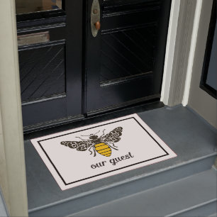 Biene Our Guest   Sei unser Gast   Verzierte Biene Fußmatte