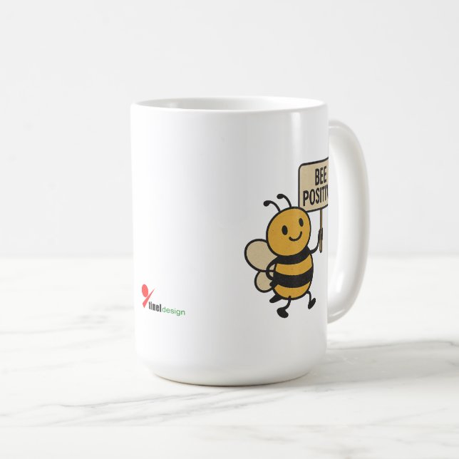 Biene positiv kaffeetasse (VorderseiteRechts)