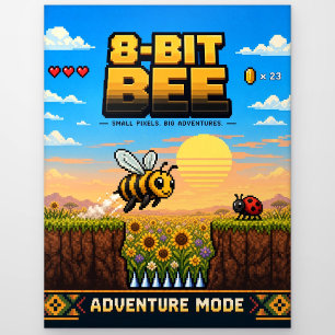Biene, Retro-8-Bit-Pixel-Art Postkarte