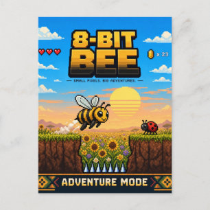 Biene, Retro-8-Bit-Pixel-Art Postkarte