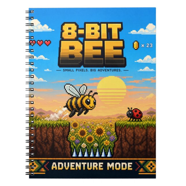 Biene, Retro-8-Bit-Pixelkunst Notizblock (Vorderseite)