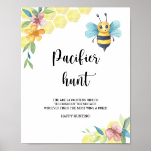Biene - Schnuller Jagd Baby Shower Spiel Poster