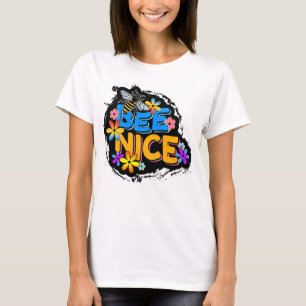 BIENE SCHÖNE, FLORALLE, FARBENFARBIGE BLUME T-Shirt