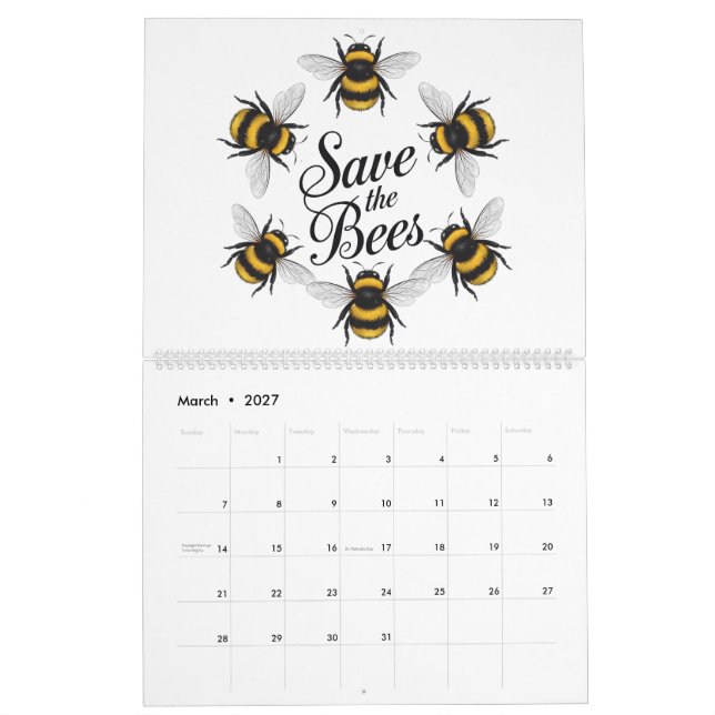 Biene selbst rette die Bienen komisches Tierinsekt Kalender (Mär 2027)