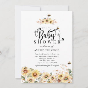 Biene Sonnenblume   Rustikale Babyparty Einladung