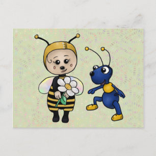 Biene und Ameise Postkarte