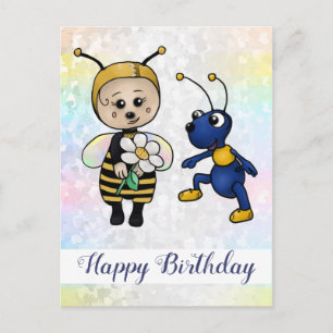 Biene und Ameise Postkarte
