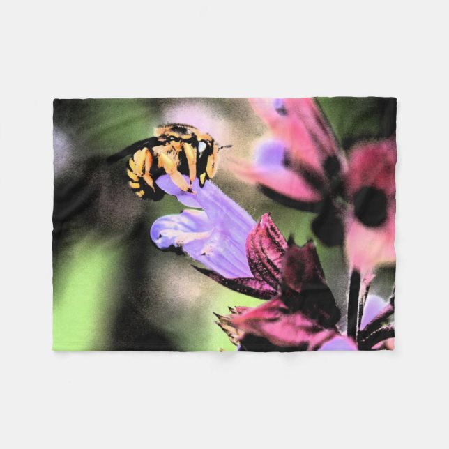 Biene und Blume fbcna Fleecedecke (Vorderseite (Horizontal))