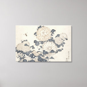 Biene und Chrysanthemen Leinwanddruck