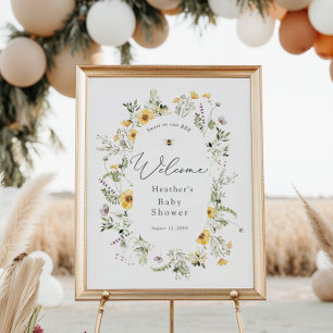Biene und delikate Wildblume Babydusche Willkommen Poster
