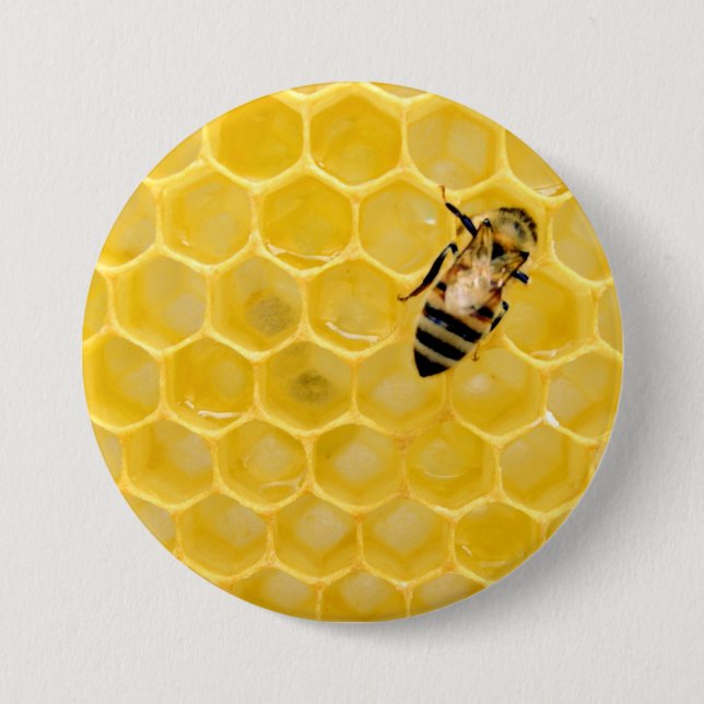 Biene und Honigwabe Button (Vorderseite)