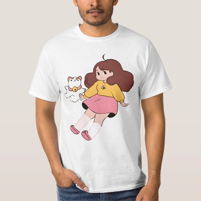 Biene und Puppycat Cardamon Happy T-Shirt (Vorderseite)
