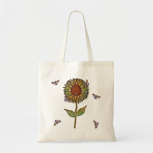 Biene und Sonnenblume Tragetasche (Vorne)