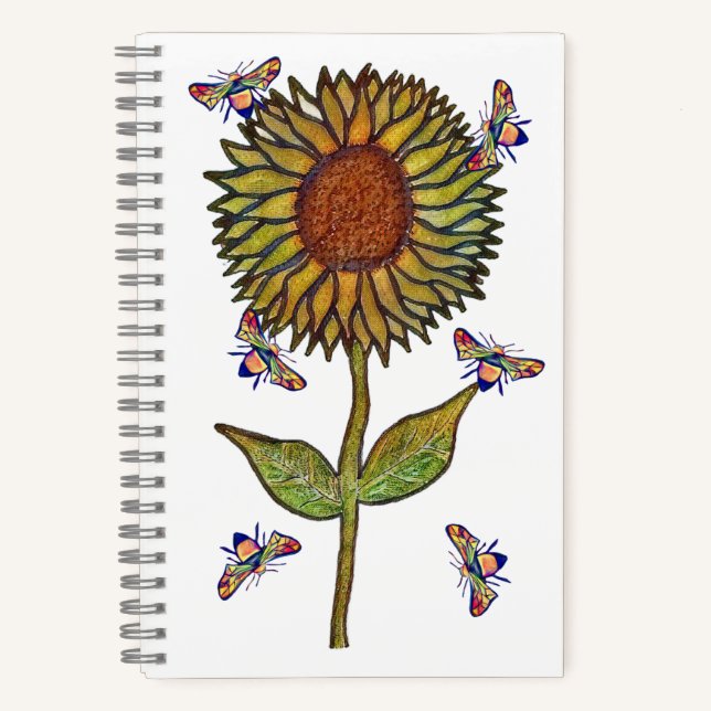 Biene Und Sonnenblumen Notizbuch (Vorderseite)