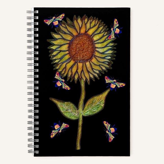 Biene Und Sonnenblumen Notizbuch (Vorderseite)