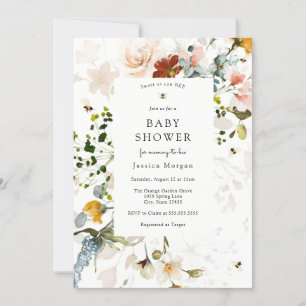 Biene und Vintage-Blumen-Baby-Shower-Einladung Einladung