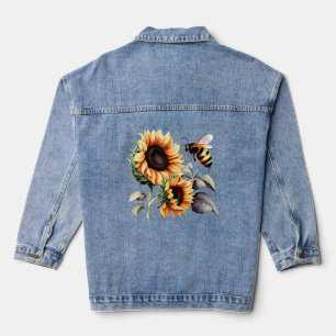 Biene unter Sonnenblumen T-Shirt Jeansjacke