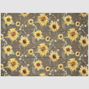 Biene w Sonnenblume Blüte Rustikale dunkle Holz De Seidenpapier
