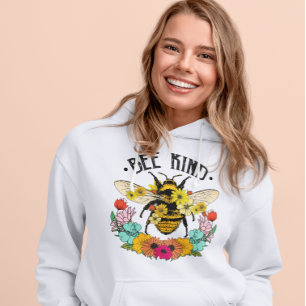 Biene Wildblumen Grafik Casual  Hoodie