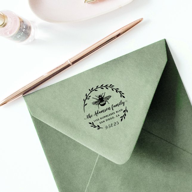 Biene & Wreath | Rustikale Name der Skriptfamilie Gummistempel (Von Creator hochgeladen)