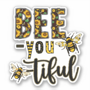 Biene you Ti Ful Honeybienen Sonnenblumen Aufkleber