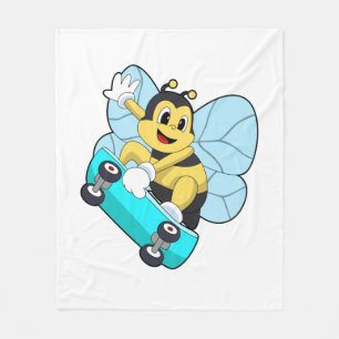 Bienen als Skater mit Skateboard Fleecedecke