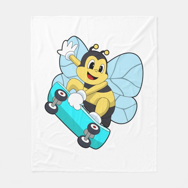 Bienen als Skater mit Skateboard Fleecedecke (Vorderseite)