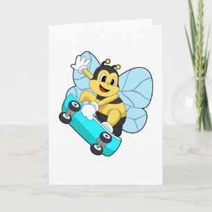 Bienen als Skater mit Skateboard Karte