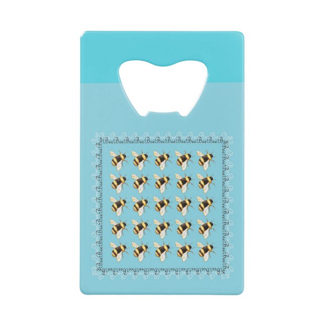 Bienen auf Blue Stainless Steel Bottle Opener Geldbeutel Flaschenöffner (Vorderseite)