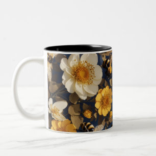 Bienen auf Blume Zweifarbige Tasse