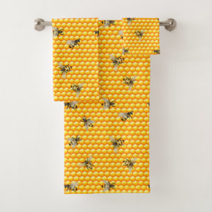 Bienen auf Honigwabenbädern Badetuch-Set Badhandtuch Set