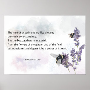Bienen auf Lavendel mit Da Vinci Quote Print Poster
