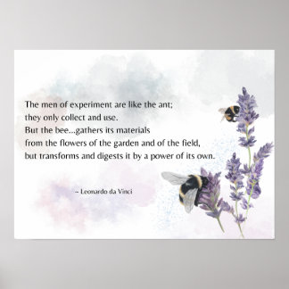 Bienen auf Lavendel mit Da Vinci Quote Print Poster