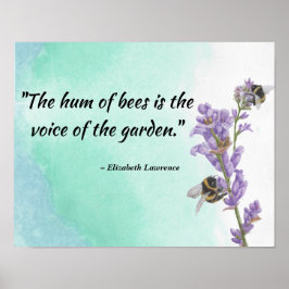 Bienen auf Lavendel mit Zitat über Bienen Print Poster