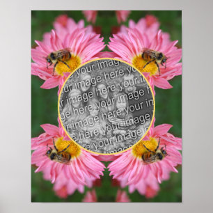 Bienen auf rosa Daisy Blume Rahmen hinzufügen Ihr  Poster