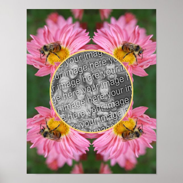 Bienen auf rosa Daisy Blume Rahmen hinzufügen Ihr  Poster (Vorne)
