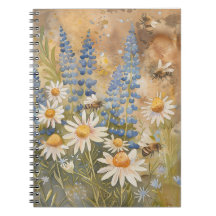Bienen auf Wildblumen-Notebook von PS Nature Desig