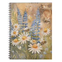 Bienen auf Wildblumen-Notebook von PS Nature Desig Notizblock