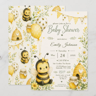 Bienen-Baby-Party Einladung
