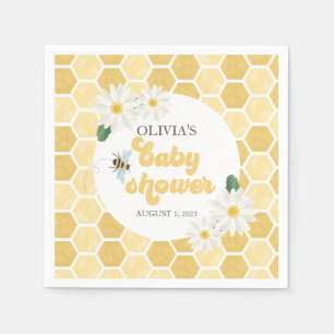 Bienen-Baby-Party Honigwabe und Gänseblümchen Serviette