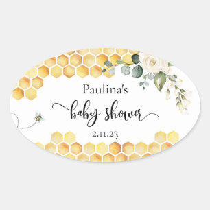 Bienen-Baby-Party Ovaler Aufkleber