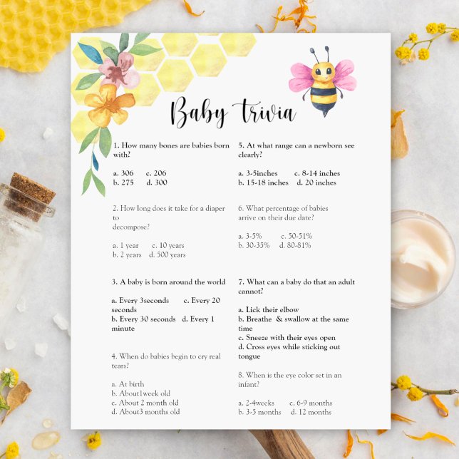 Bienen-Baby-Trivia | Babyshower-Spiel (Von Creator hochgeladen)