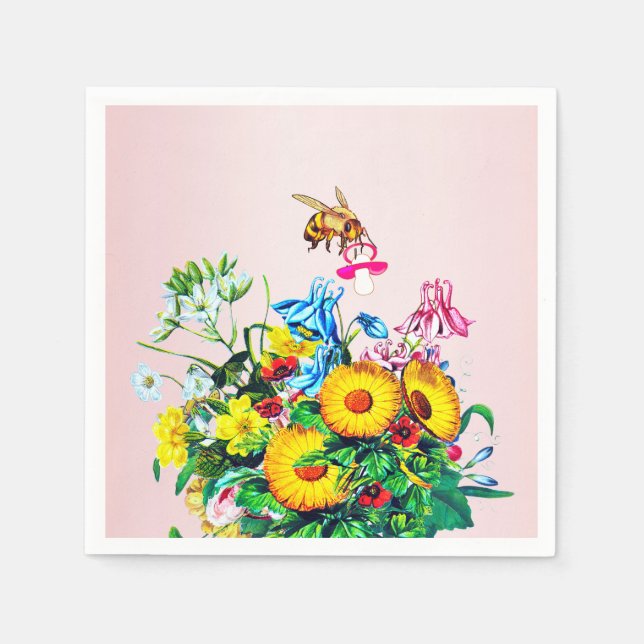 Bienen Babydusche Rosa Schnuller Serviette (Vorderseite)