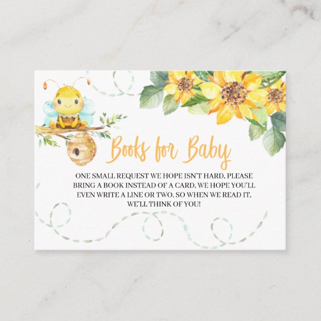 Bienen-Babyparty-Bücher für Begleitkarte (Vorderseite)