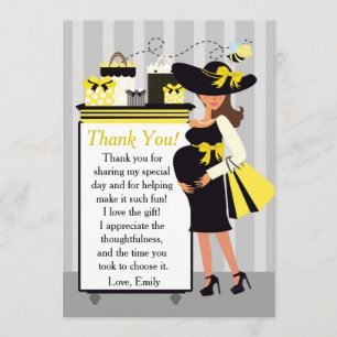 Bienen-Babyparty danken Ihnen, schwangere Frau zu Dankeskarte
