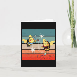 Bienen Badminton Dynamic Cartoonish Artwork Funny  Karte