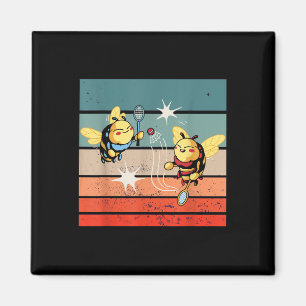 Bienen Badminton Dynamic Cartoonish Artwork Funny  Magnet